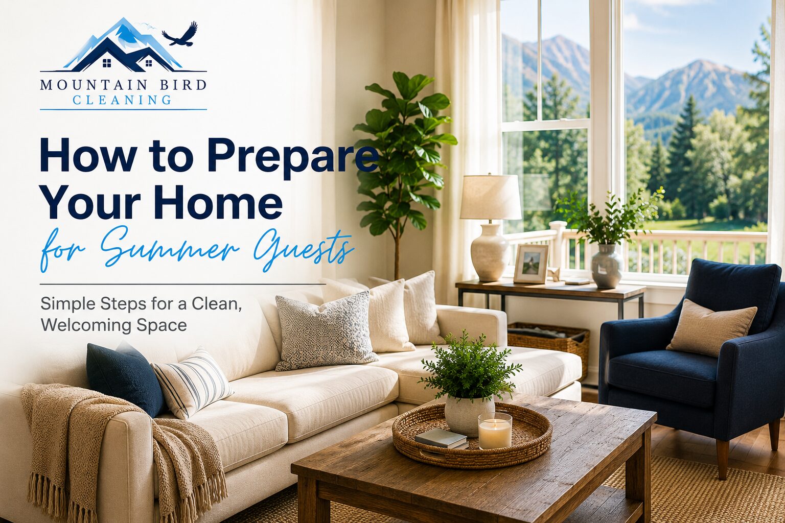 Guest-ready home prepared for summer guests with a bright, welcoming living room